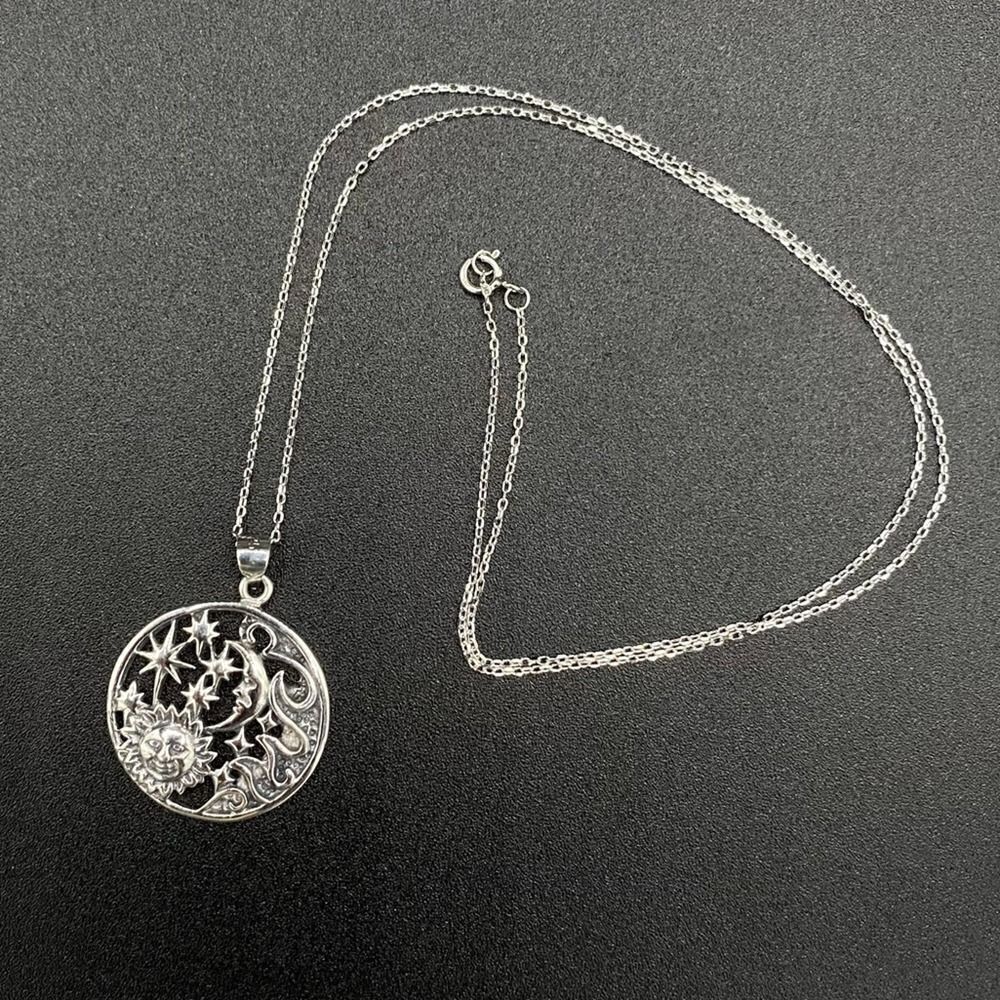 Elements Celestial Sterling Silver Pendant On Sterling Silver Cable Chain